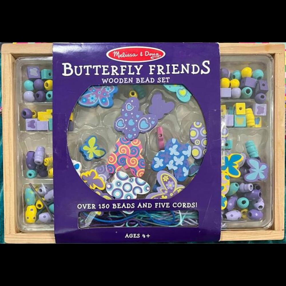 Melissa & Doug Butterfly Friends Wooden Bead Set NEW